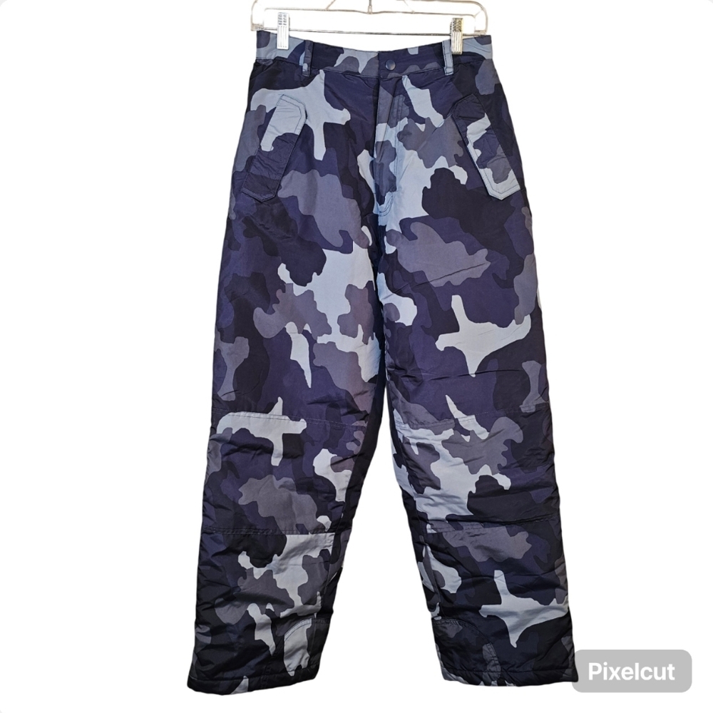 Alpine Tek blue grey camouflage nylon children snowpants size 18 (XL)